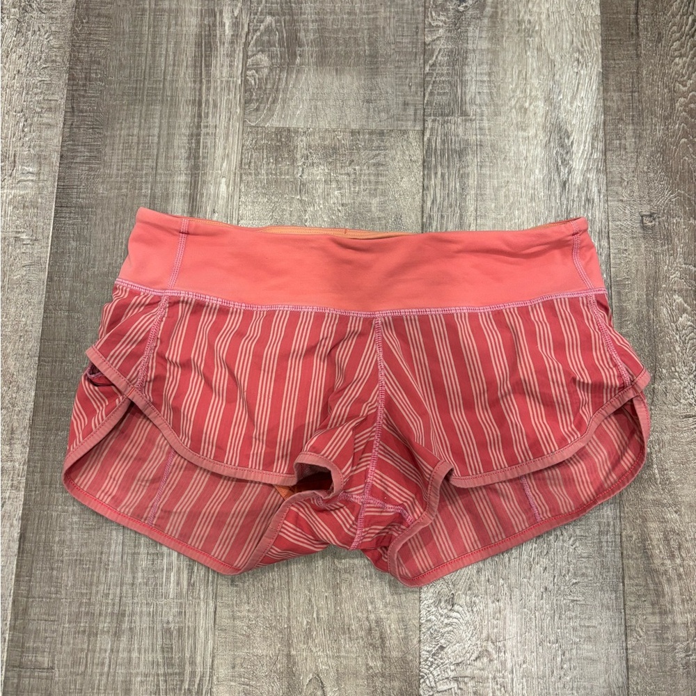 Lululemon Athletica Coral Striped Athletic Shorts